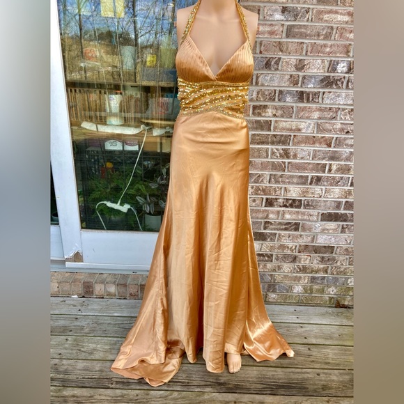 Y2K Liquid Gold Dress (XS/S)